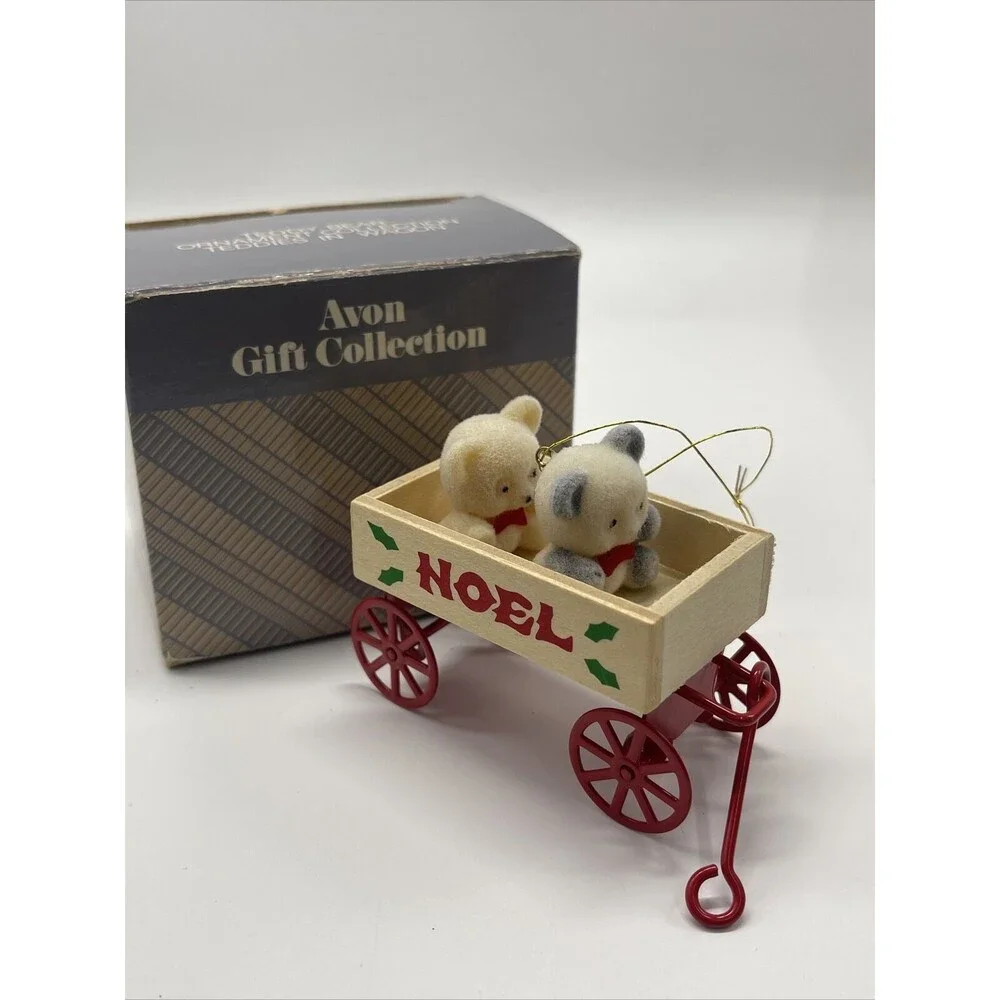 Vintage Avon Teddy Bear Ornament Holiday Collection Lot Of 4 In Orginal Box
